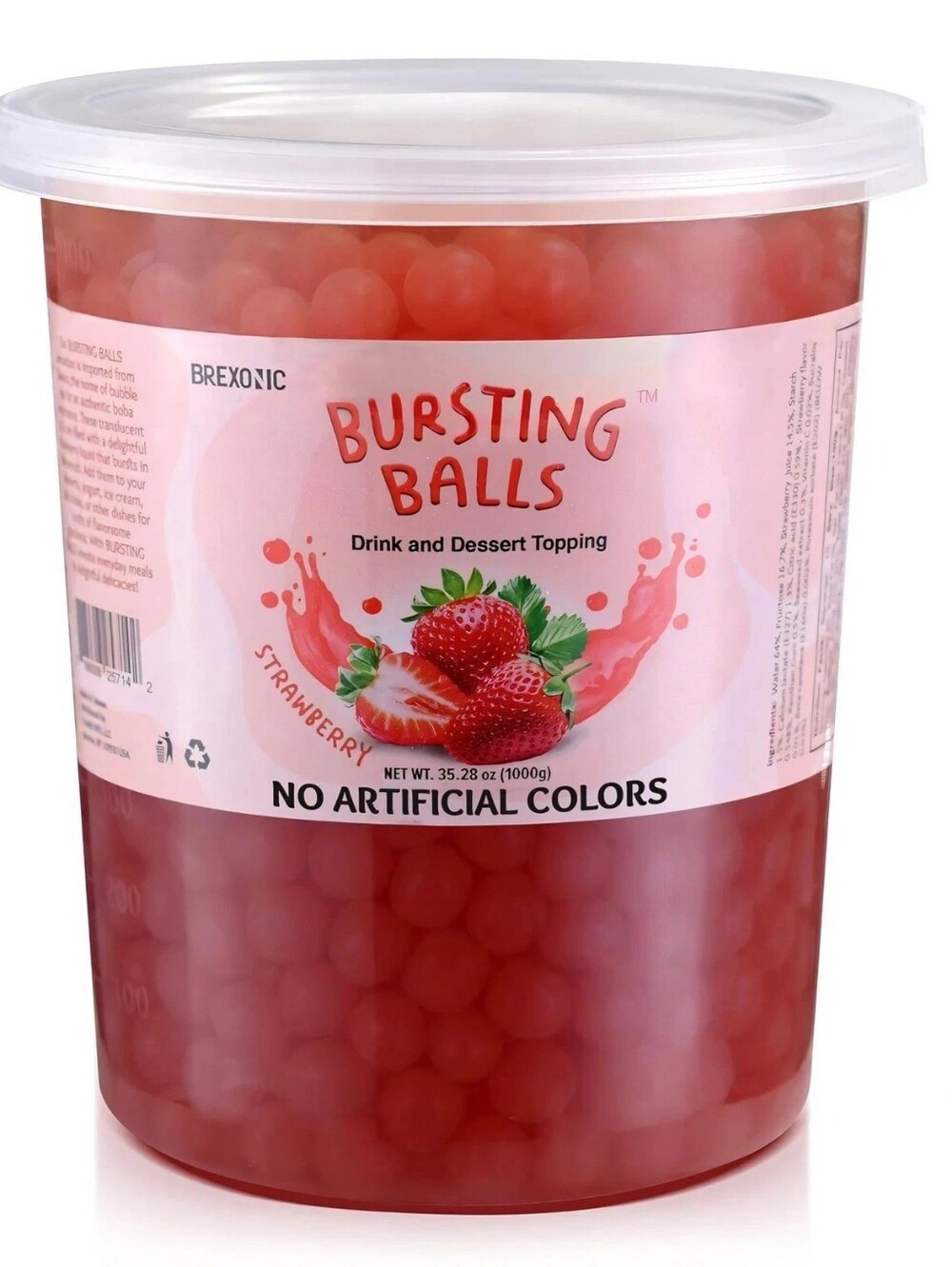 Brexonic Bursting Balls Strawberry Drink & Dessert Topping - Pink